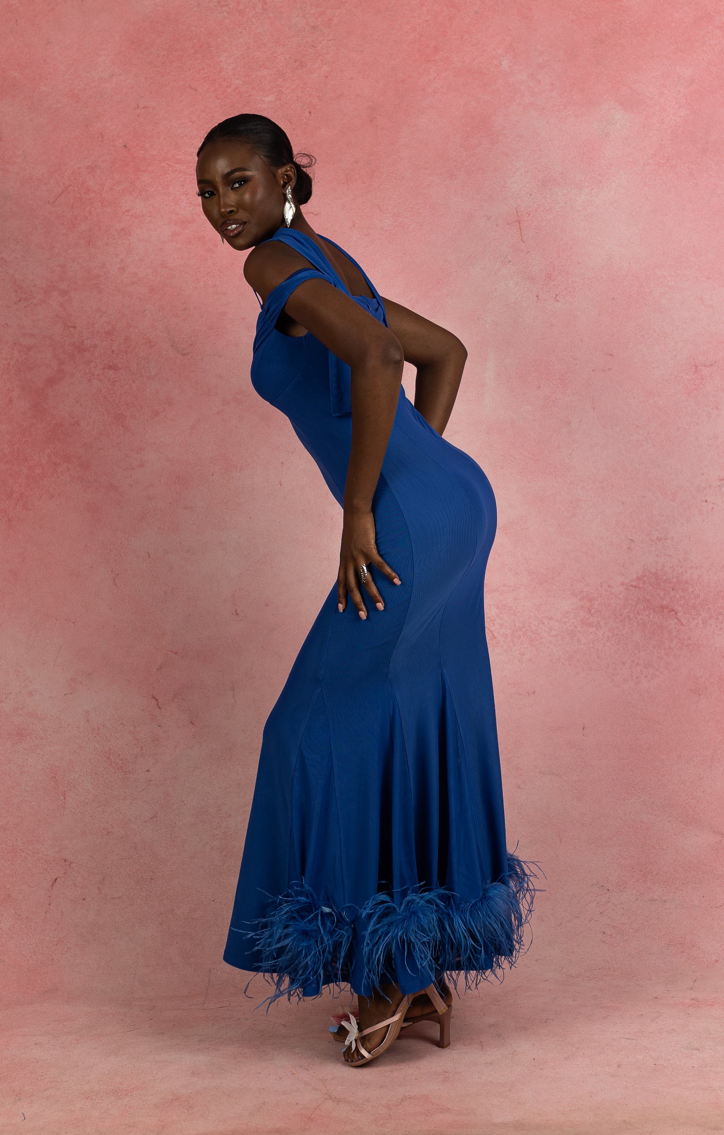 RENEE feather maxi Dress