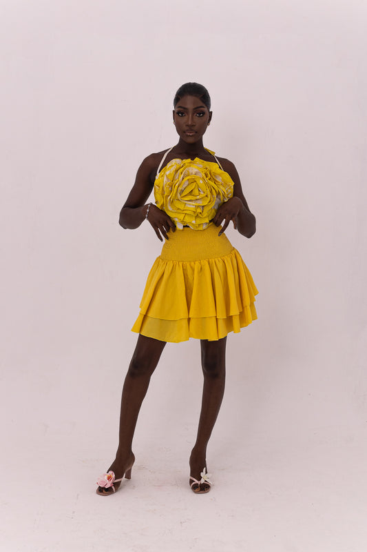 Vanessa Ruffle brocade Top