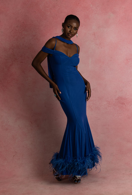 RENEE feather maxi Dress