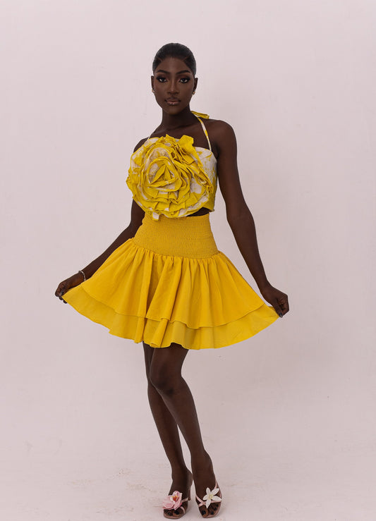Vanessa Ruffle brocade Top